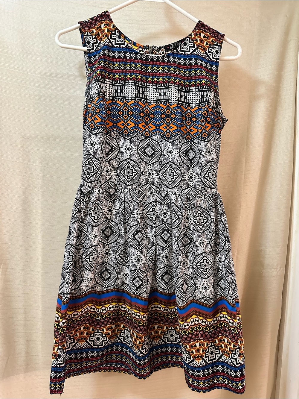 BeBop BOGO Tribal Geometric Print Fit & Flare Sleeveless Mini Dress Size S ⚫️